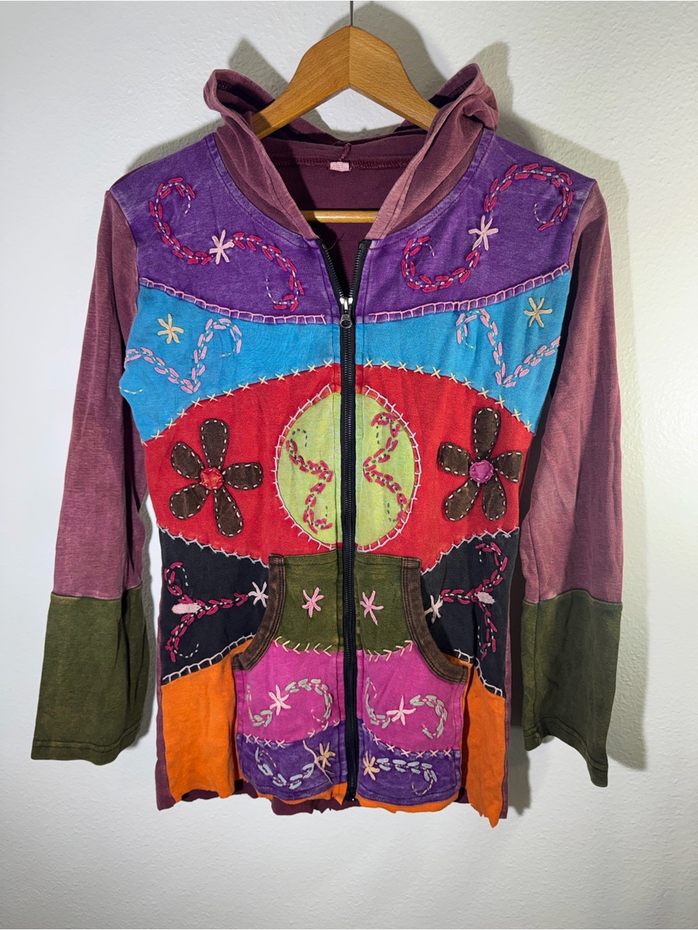 Bohemian Multi-Color Embroidered Hooded Jacket
